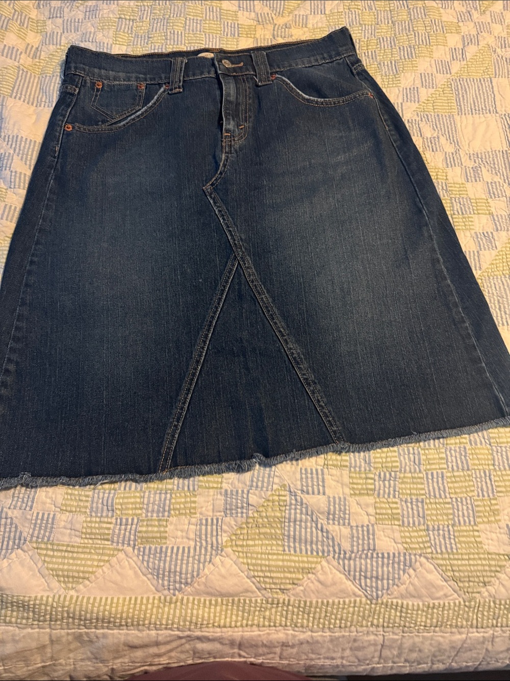 Classic Dark Blue Denim A-Line Skirt